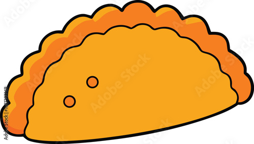 Crispy stuffed empanada illustration on white background