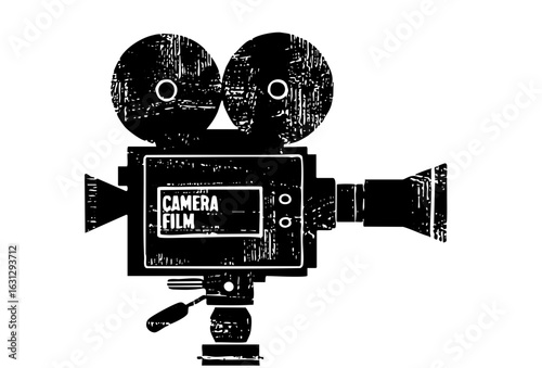 Vector Vintage film camera with prominent text elements.