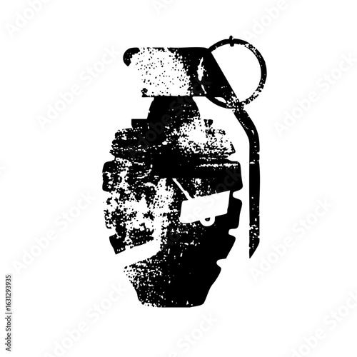 Vector Distressed monochrome grenade with pin