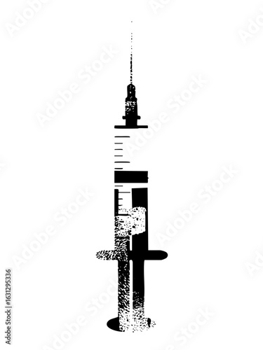 Vector Detailed syringe with internal structure