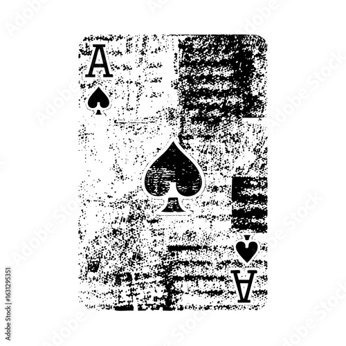 Vector Distressed Ace of Spades Playing Card