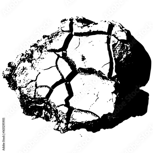 Vector Abstract cracked circle with rough edges.