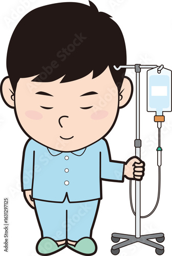 お辞儀する男性入院患者