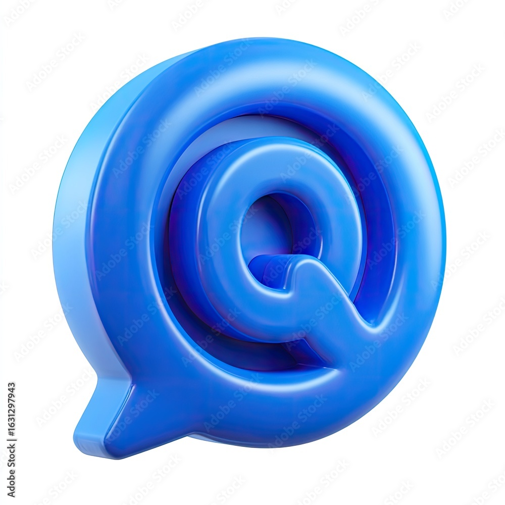 Fototapeta premium 3D stylized blue speech bubble with Q symbol
