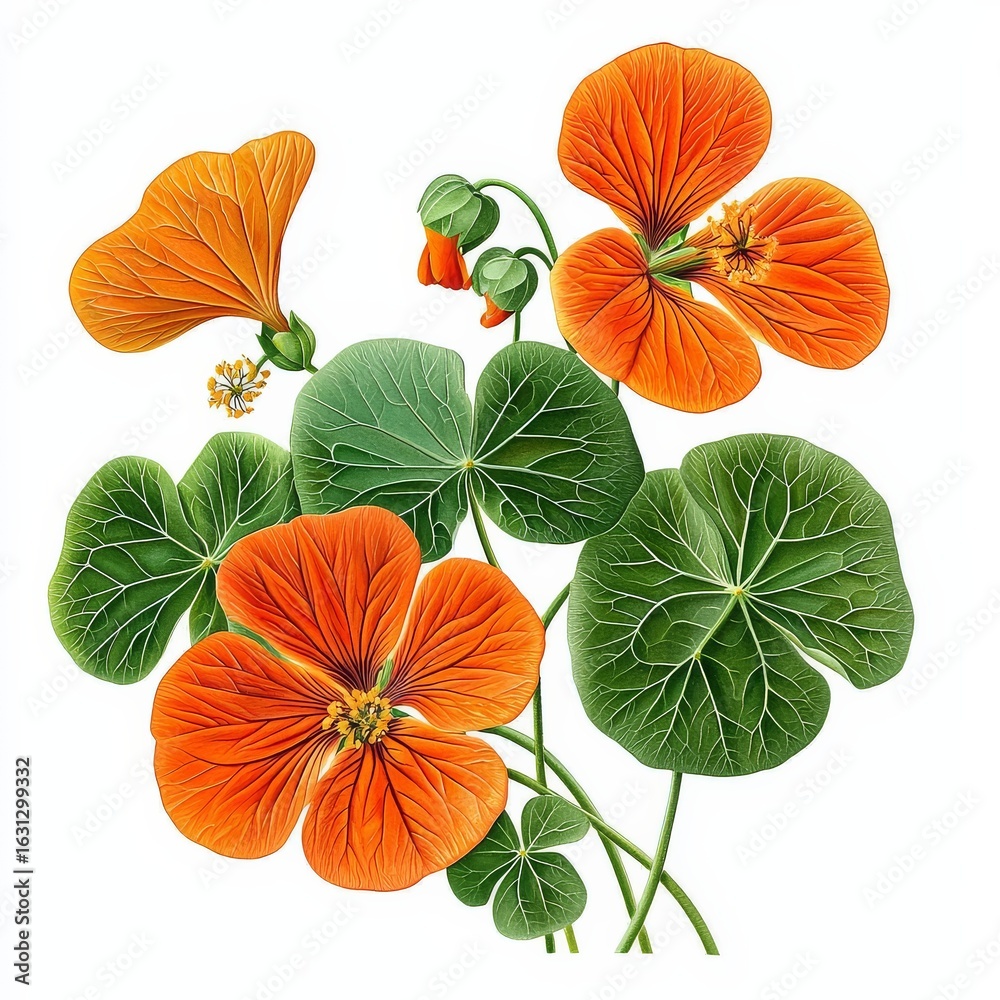 Obraz premium Vividly Rendered Nasturtium Flower in 3D