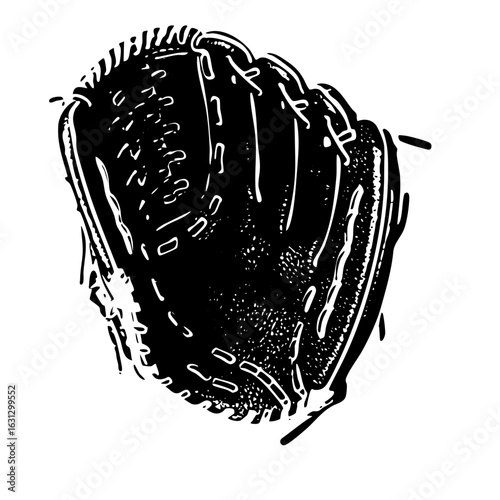 Vector Detailed black of a baseball glove.