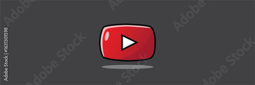 play button youtub, you tube video icon, logo symbol red banner, flat  vector, social media sign, mobile app, web video mark vector