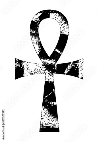 Vector Ancient Egyptian Ankh Symbol with Distressed Texture