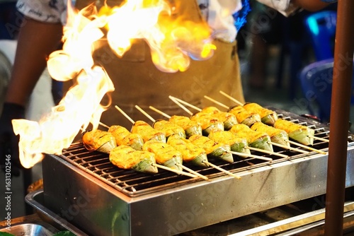 Grilled fish cakes in Thailand