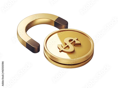 Golden dollar sign symbolizing wealth, investment, and finance in a 3D illustration