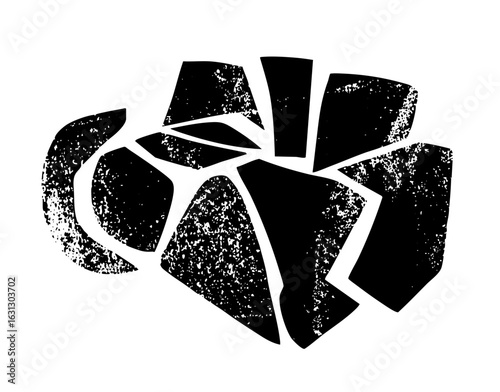 Vector Fragmented heart depicts brokenness and emotional distress.