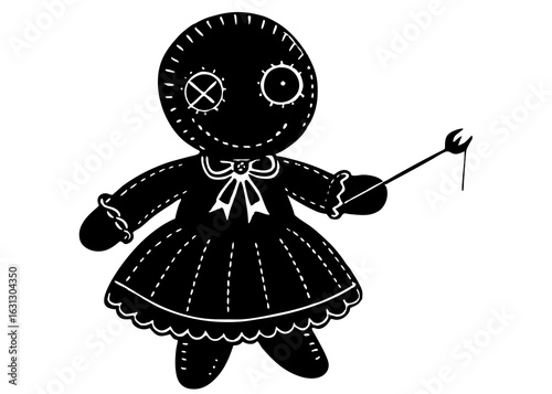 Stitched Doll with Needle Silhouette