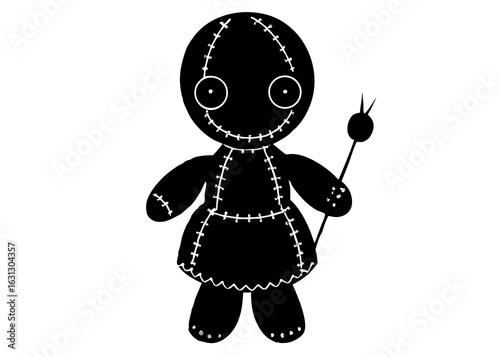 Stitched Doll with Needle Silhouette