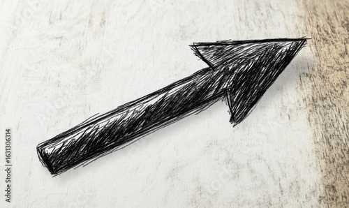 Arrow marker isolated on white background, hand-drawn to represent direction and focus in a minimalist design style, Generative AI