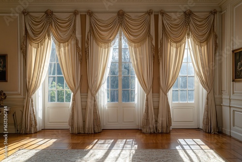 Elegant Brocade Curtains Enhancing the Opulence of a Grand Stately Home