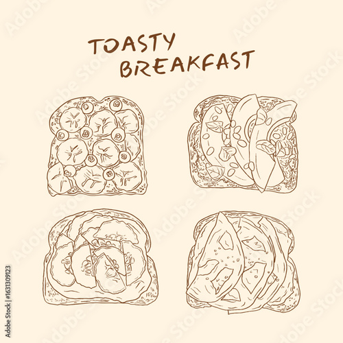 Breakfast Toast Outline Illustration