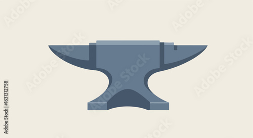 Heavy anvil on a light beige surface; blacksmithing equipment for crafting