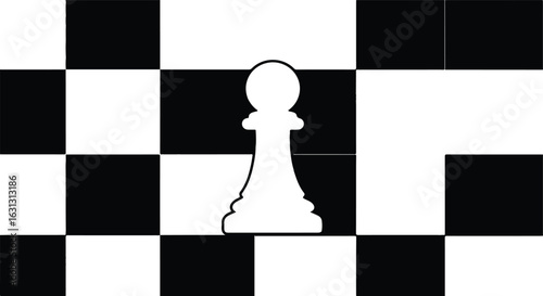 Chess Pawn on Board Game Strategy, Black & White