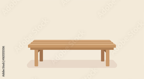 Empty wood bench on light background, for display or seating option