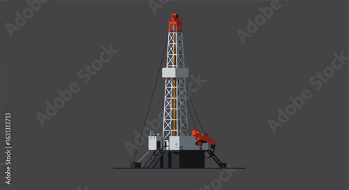 Rig Drilling Resource on Plain Background for Oil/Gas Exploration Illustration
