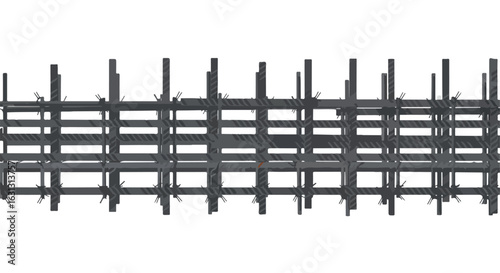 Steel rebar framework for concrete reinforcement with white copy space