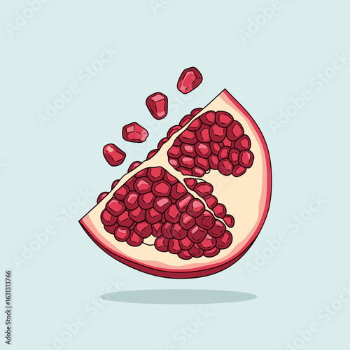 Close-Up of a Freshly Sliced Pomegranate Showcasing Its Juicy Red Seeds on a Light Background