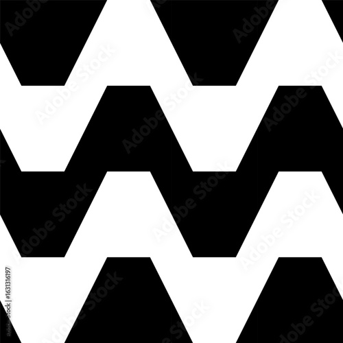 Abstract geometric seamless pattern. Minimalist geometrical ornament, puzzle design. Vector black and white illustration.