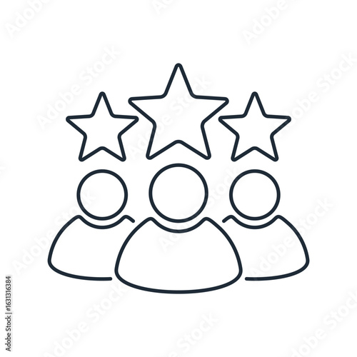 A professional team of specialists and experts. Workers with skills to achieve goal , success.Vector linear icon illustration isolated on white background.