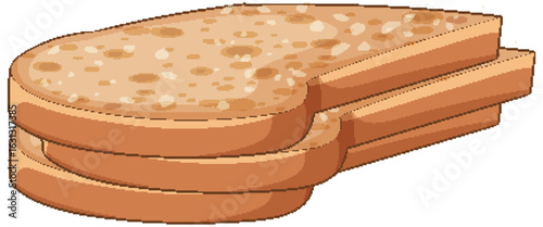 Three Slices of White Bread in Flat Vector Style