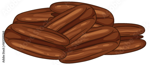 Pile of Whole Dates in Flat Vector Style