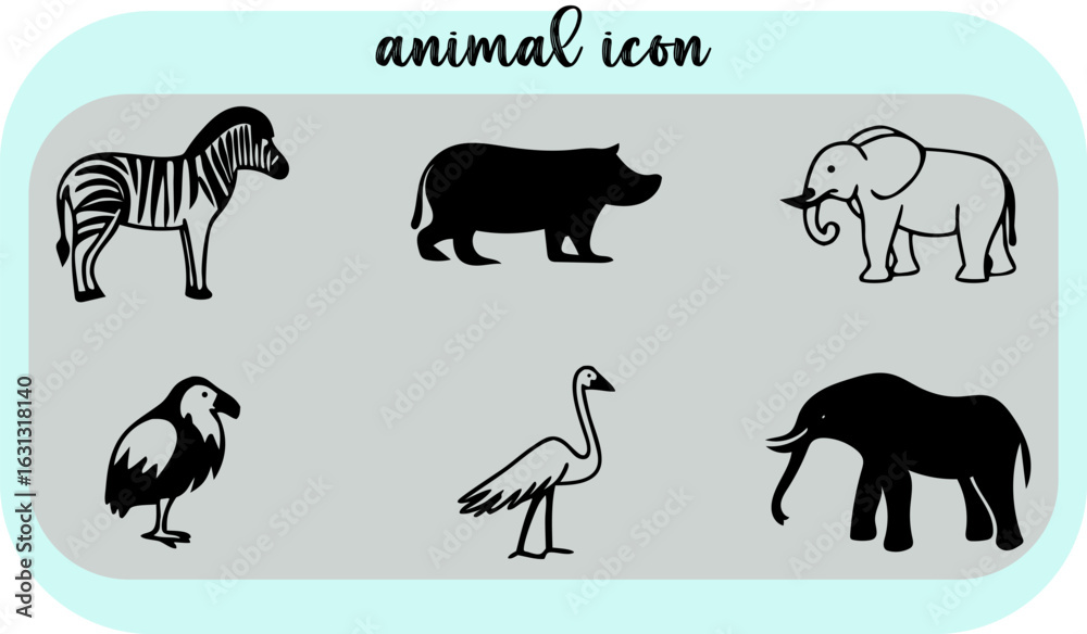 Obraz premium wild animals set icon