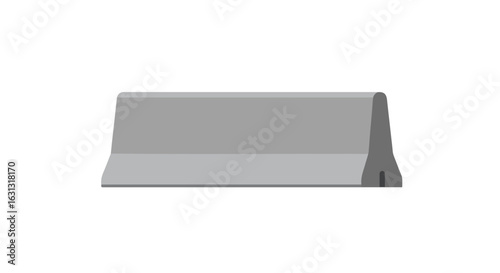 Concrete barrier for safety, accident prevention in a blank white backdrop