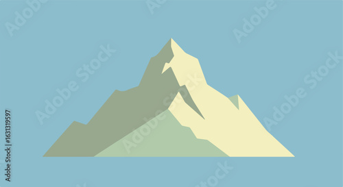 Mountain peak stands in flat landscape, used for graphic design projects