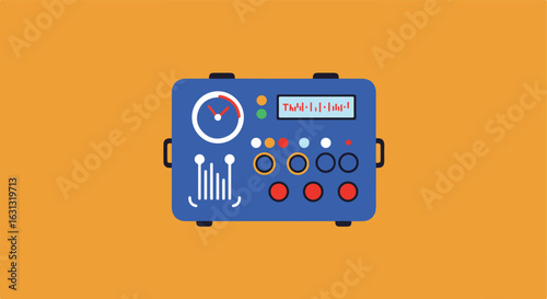 Isolated blue control panel instrument on solid background, graphic design usage