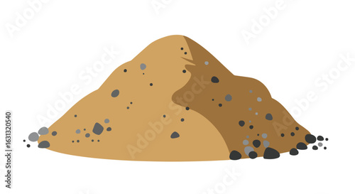 Heap of sand and pebbles on a white background, use for construction projects