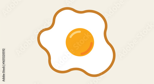 Simple flat design of a fried egg on a neutral background for menus and recipes