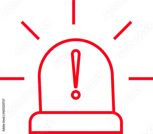 Siren icon , vector of emergency alarm and police light symbols in line style, warning signal alert beacon, flashing lamp, safety bundle isolated on transparent background.