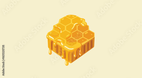 Honeycomb dripping on light background for a food blog or natural sweetener ad
