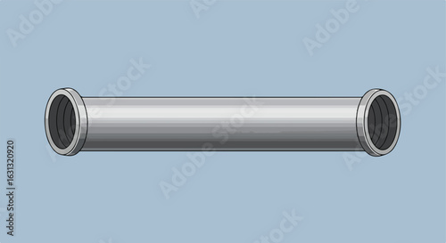 Illustration of gray metal pipe against pastel blue background for architecture