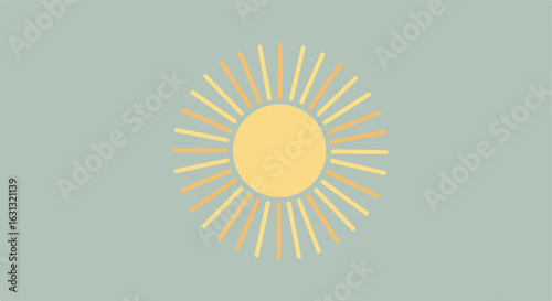 Summer sun rays glow on light blue backdrop for holiday posters or weather forecasts