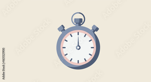 Stopwatch ticking in center. Isolated simple background. For time management use