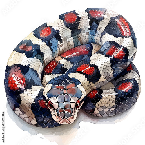 Milk Snake, watercolor clipart vector, isolated on a white background.