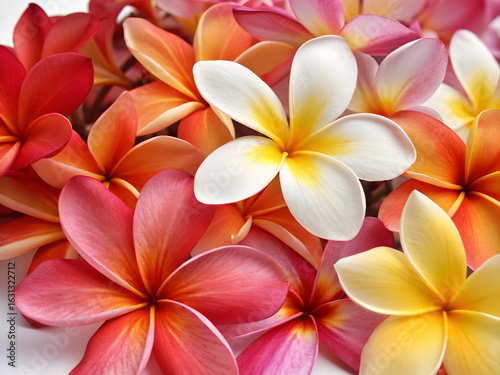 Vibrant Plumeria Flowers in Various Colors isolated on a transparent background floral tropical
