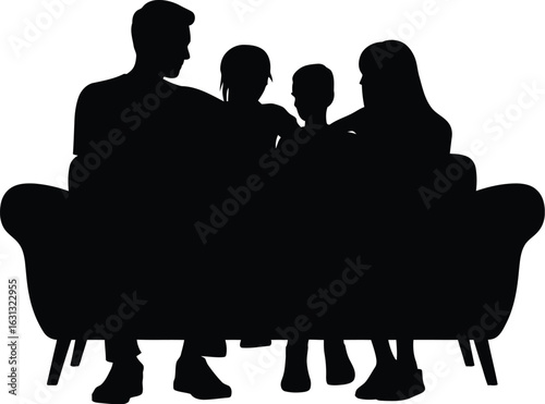 Family sitting together on a couch people