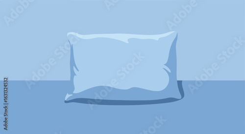 Blue pillow rests on bedside table, suggesting comfort and restfulness
