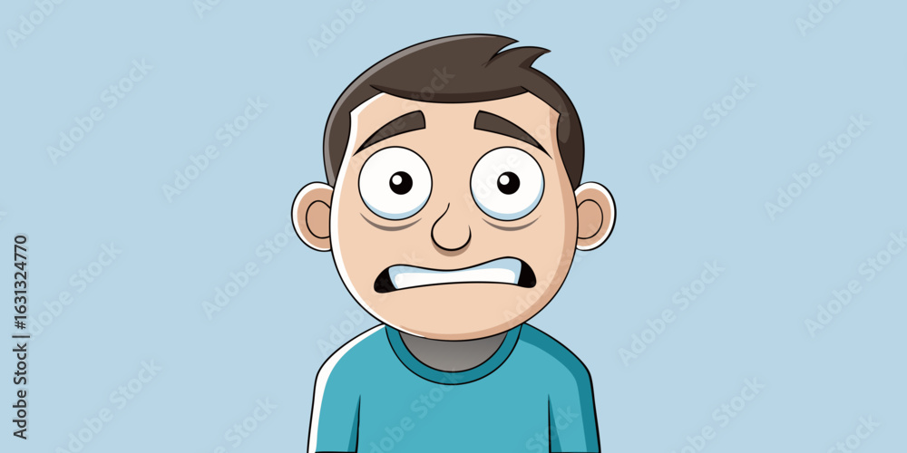 Cartoon man stressed anxious worried face expression vector illustration character design graphic art on transparent background Cartoon man stressed anxious worried face expression vector illustration character design graphic art on transparent background