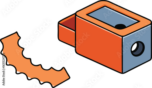 Pencil sharpener with wood shavings illustration