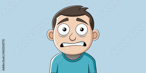 Cartoon man stressed anxious worried face expression vector illustration character design graphic art on transparent background