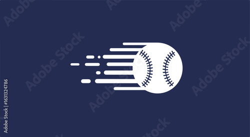 Fast baseball over a blue field, useful for sports team or event logo