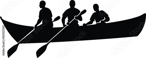 people on canoe silhouette vector